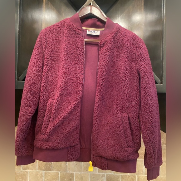 FILA Burgundy Sherpa Jacket (S) - Picture 4 of 7